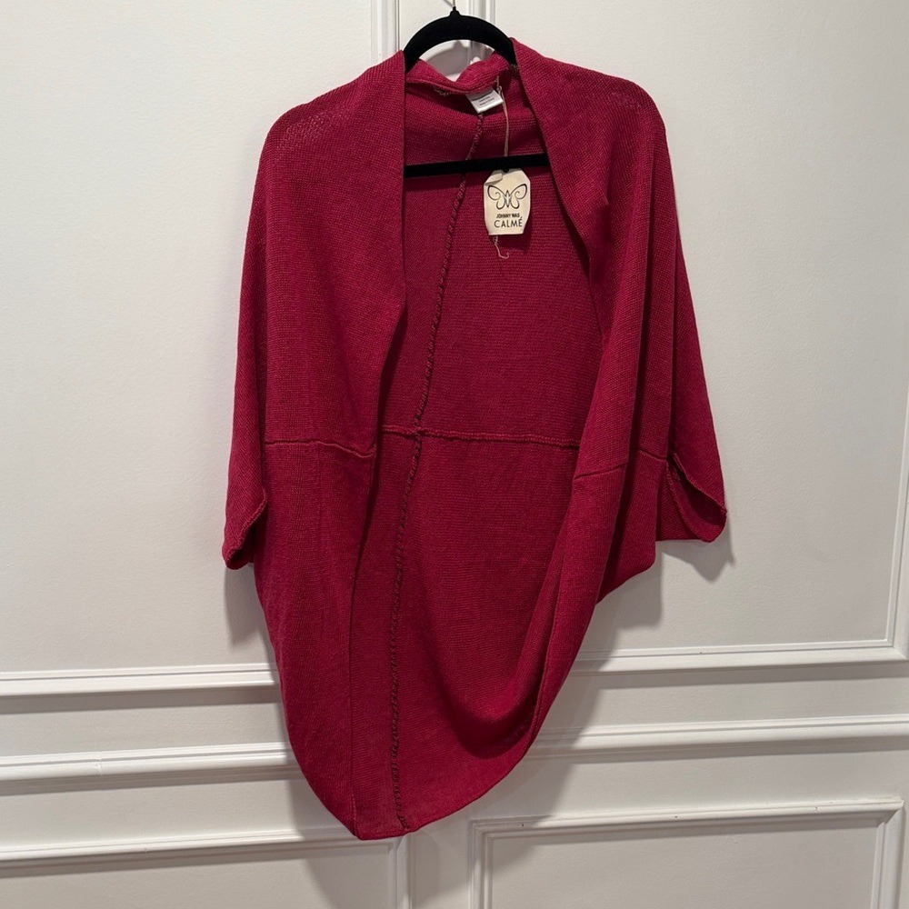 Johnny Was Calmé Cardigan Size XS/S Raspberry Pink 100%‎ Organic Linen NWT